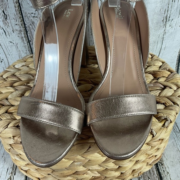 Lewit “Guilia” Heeled Sandals Rose Gold Leather Ankle Wrap Heels 38.5 - 7.5 - Picture 4 of 11